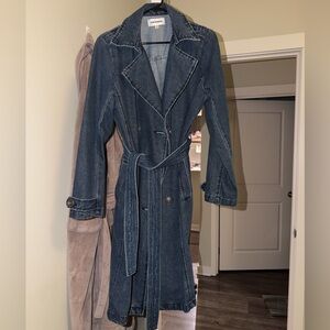 Vigoss Blue Denim Trench Jacket with Button Detail